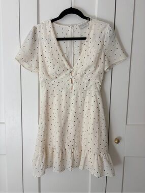 Dress Forum Cream Mini Dress with Black Polka Dots | M